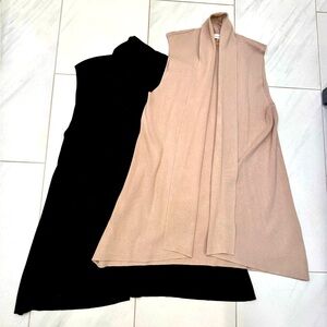 Set of (2) CALVIN KLEIN Long Sweater Vests with Cascading Collar Size Med
